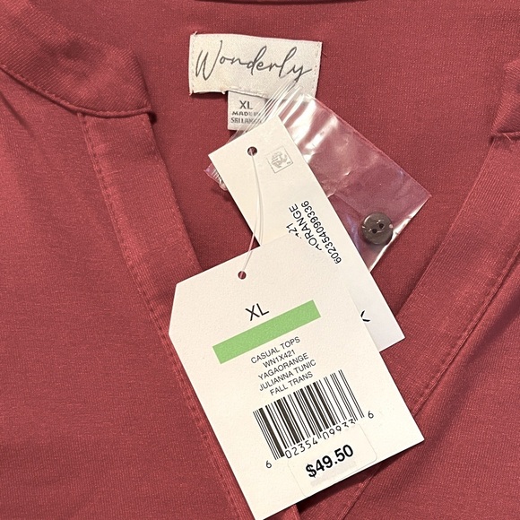 NWT Wonderly Brand Deep Red V-Neck Botton Down Dress | Size XL - Picture 4 of 4